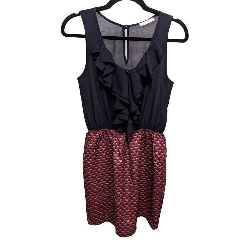 Peppermint Dress Blue Top Printed Skirt Knee Length SleevelessāDress withāPocket